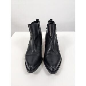Addict by Bosi Booties Boots Black Leather 39 Buckle Accent Western Cowboy
